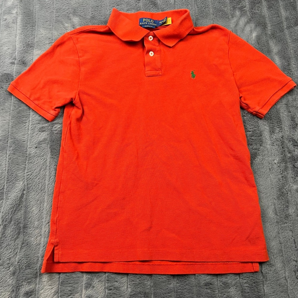 Polo Ralph Lauren Boys Orange Classic Fit Short Sleeve Polo Shirt Size L 14-16